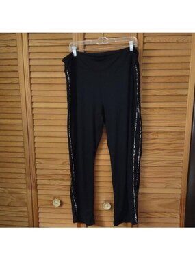 Neiman Marcus Exclusive Black Cheetah Print Stripes Elastic Waist Track Pants XL
